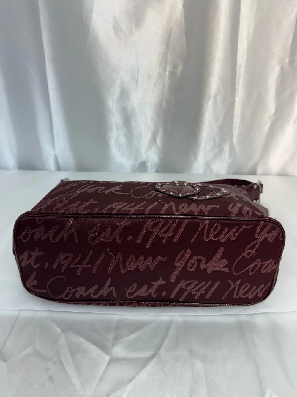 Coach Rare Limited Edition Holiday Poppy Signature Script Lurex Hobo Bag Merlot